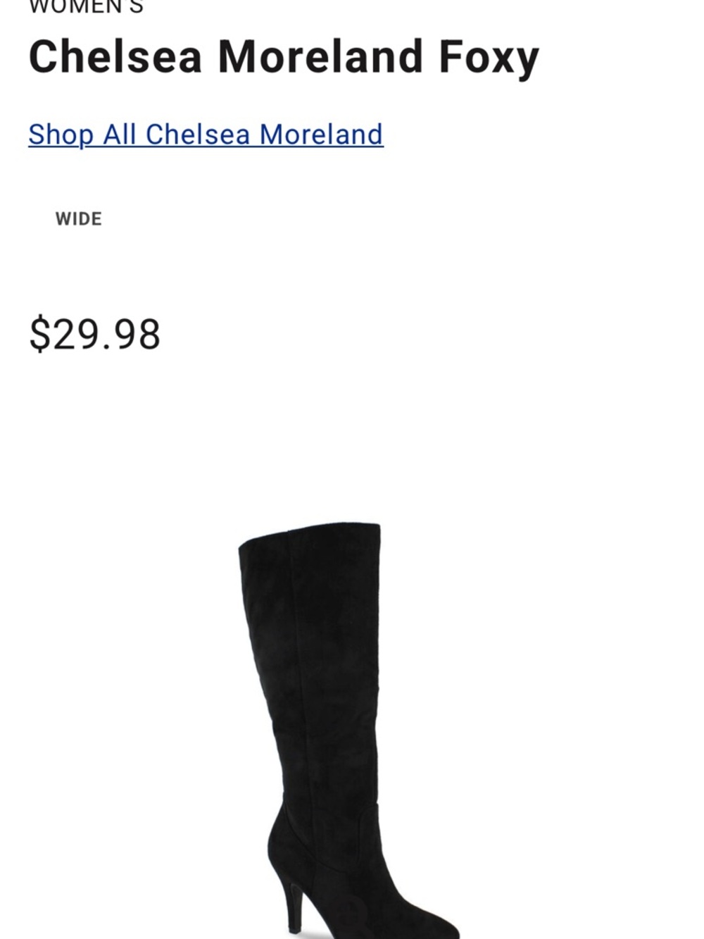 Chelsea Moreland Foxy Women's Black Knee-High Heeled Boots